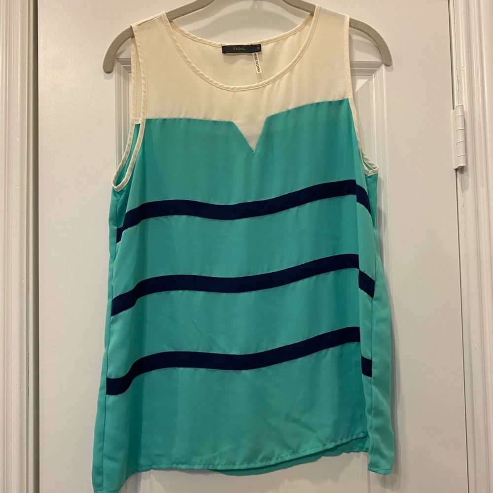 🔥Cream/Mint/Navy Blouse